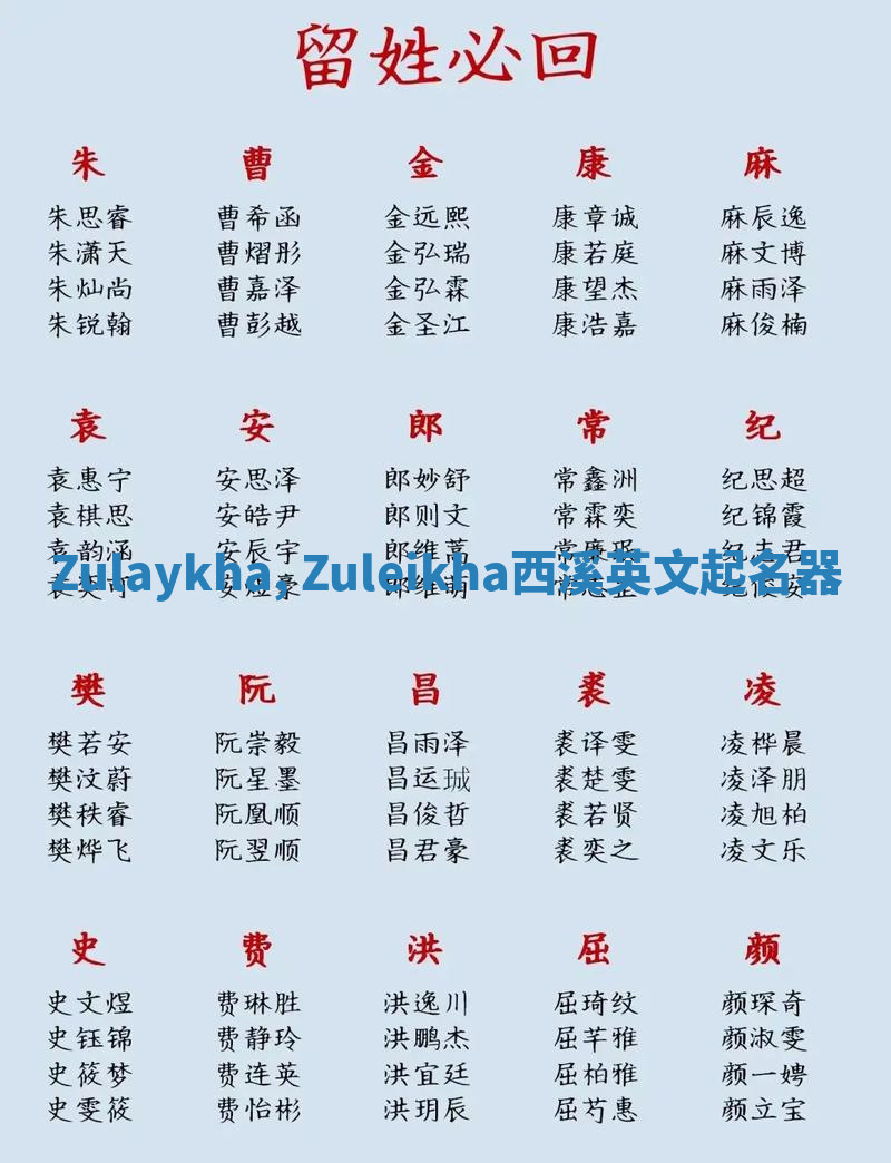 Zulaykha, Zuleikha西溪英文起名器 Zulaykha, Zuleikha西溪英文起名器